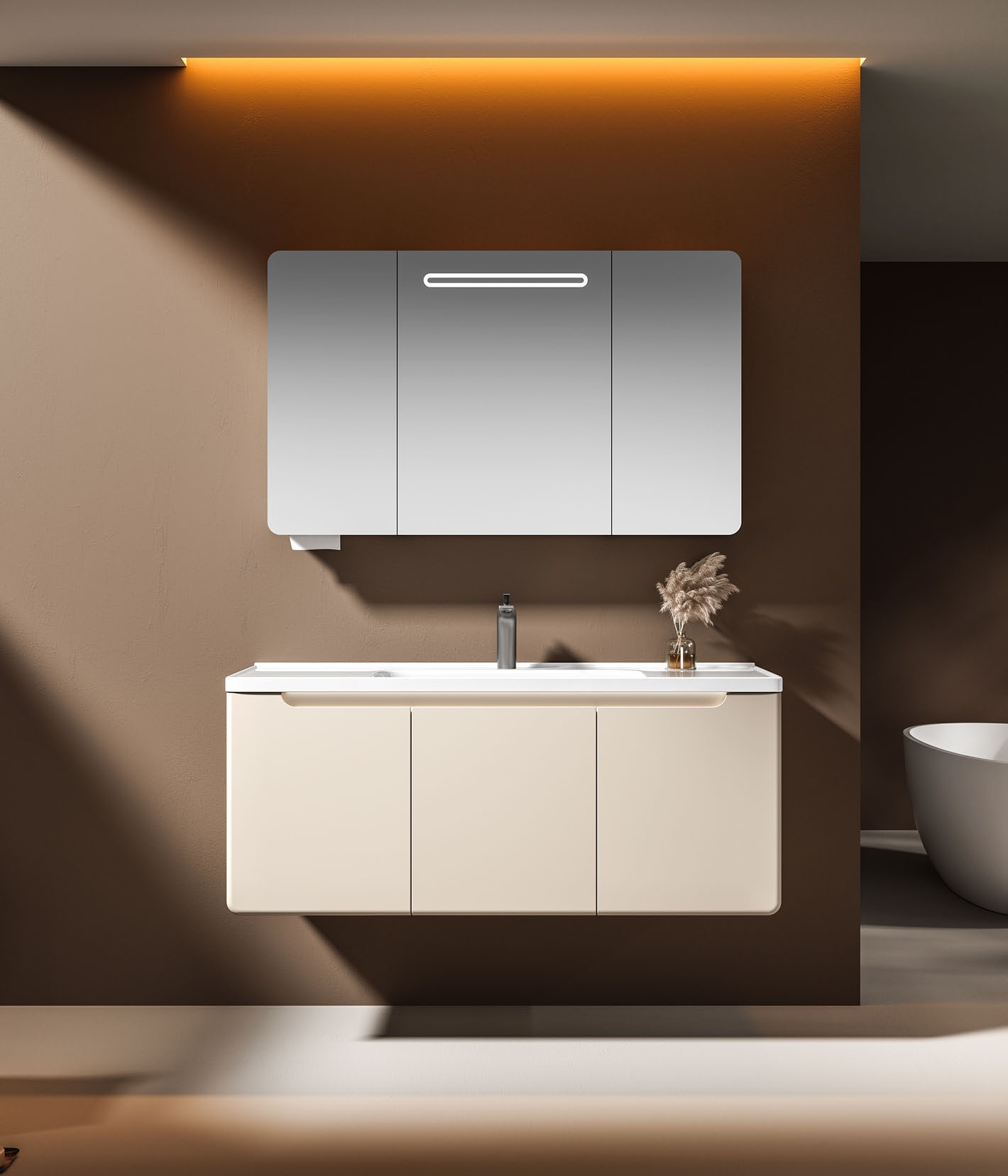Wide Triple-Door Bathroom Vanity