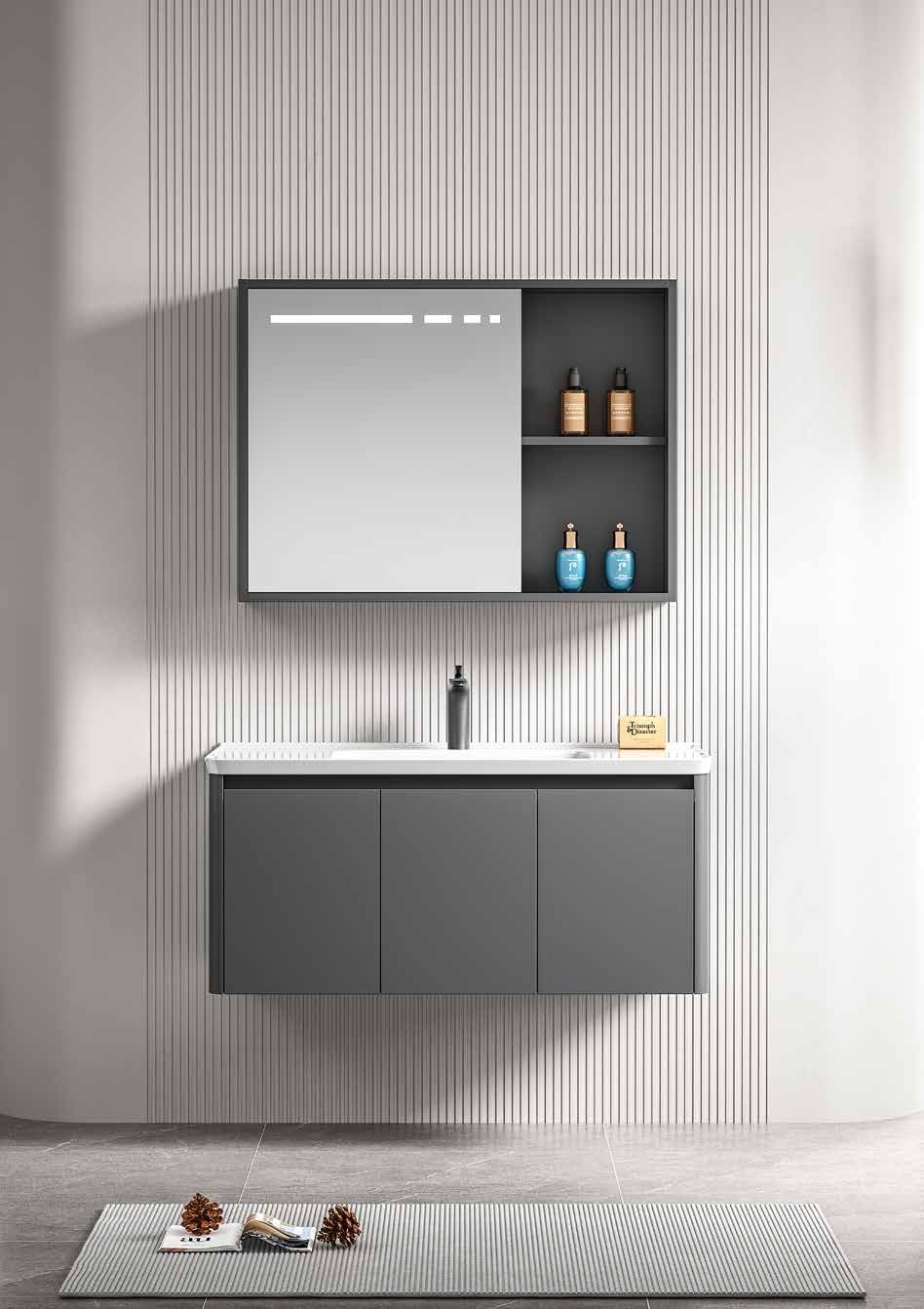 Iron Grey Open-Shelf Vanity