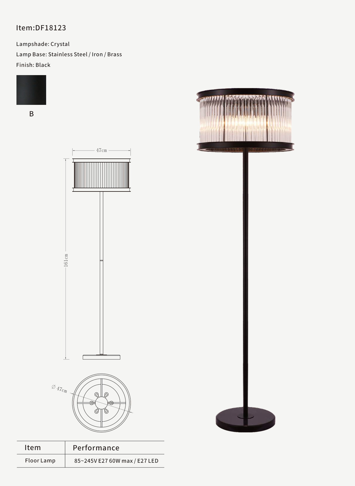 Crystal Drum Floor Lamp