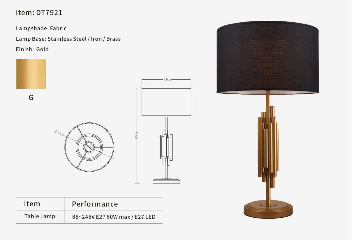Brass Column Table Lamp