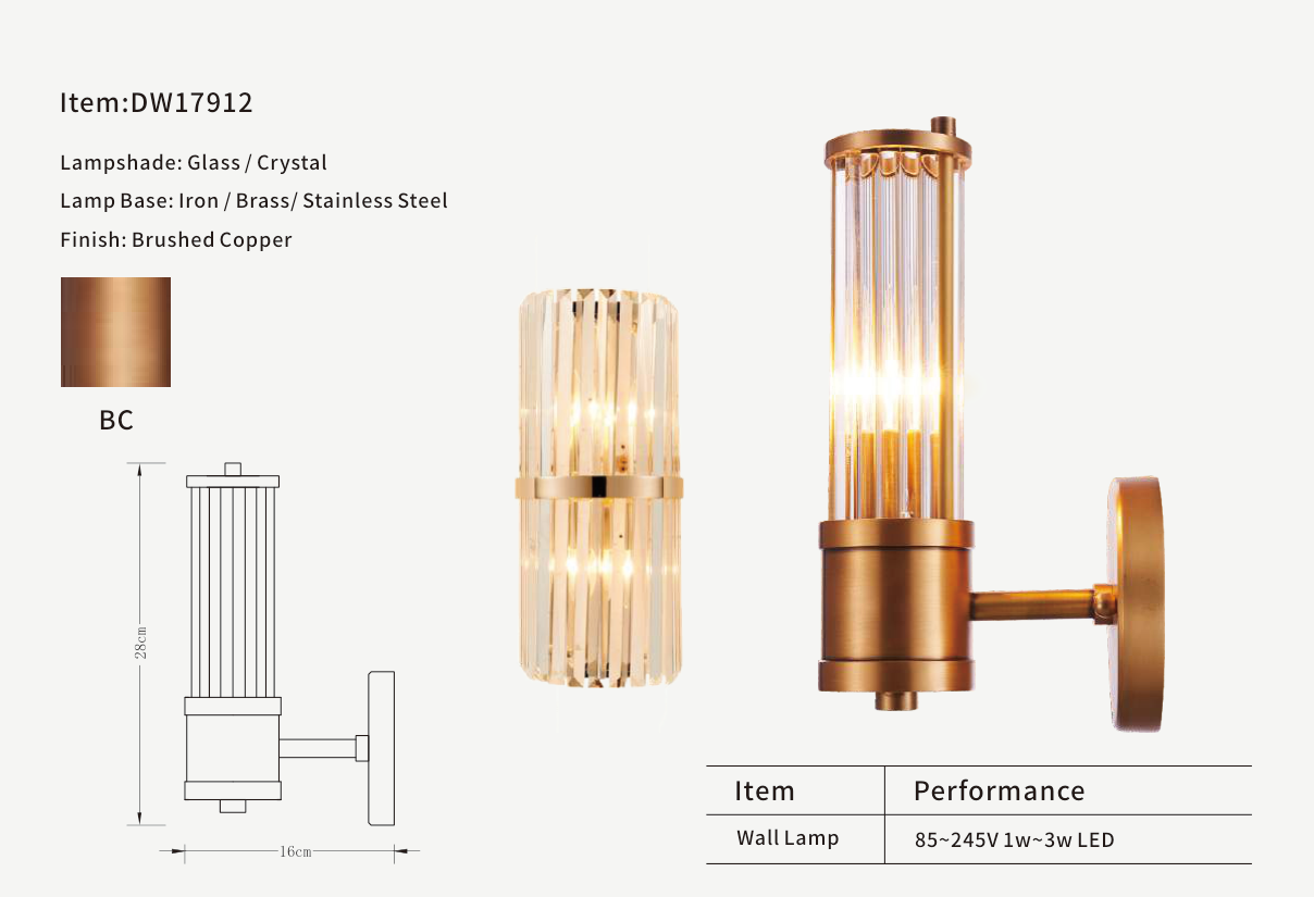 Crystal Column Wall Lamp