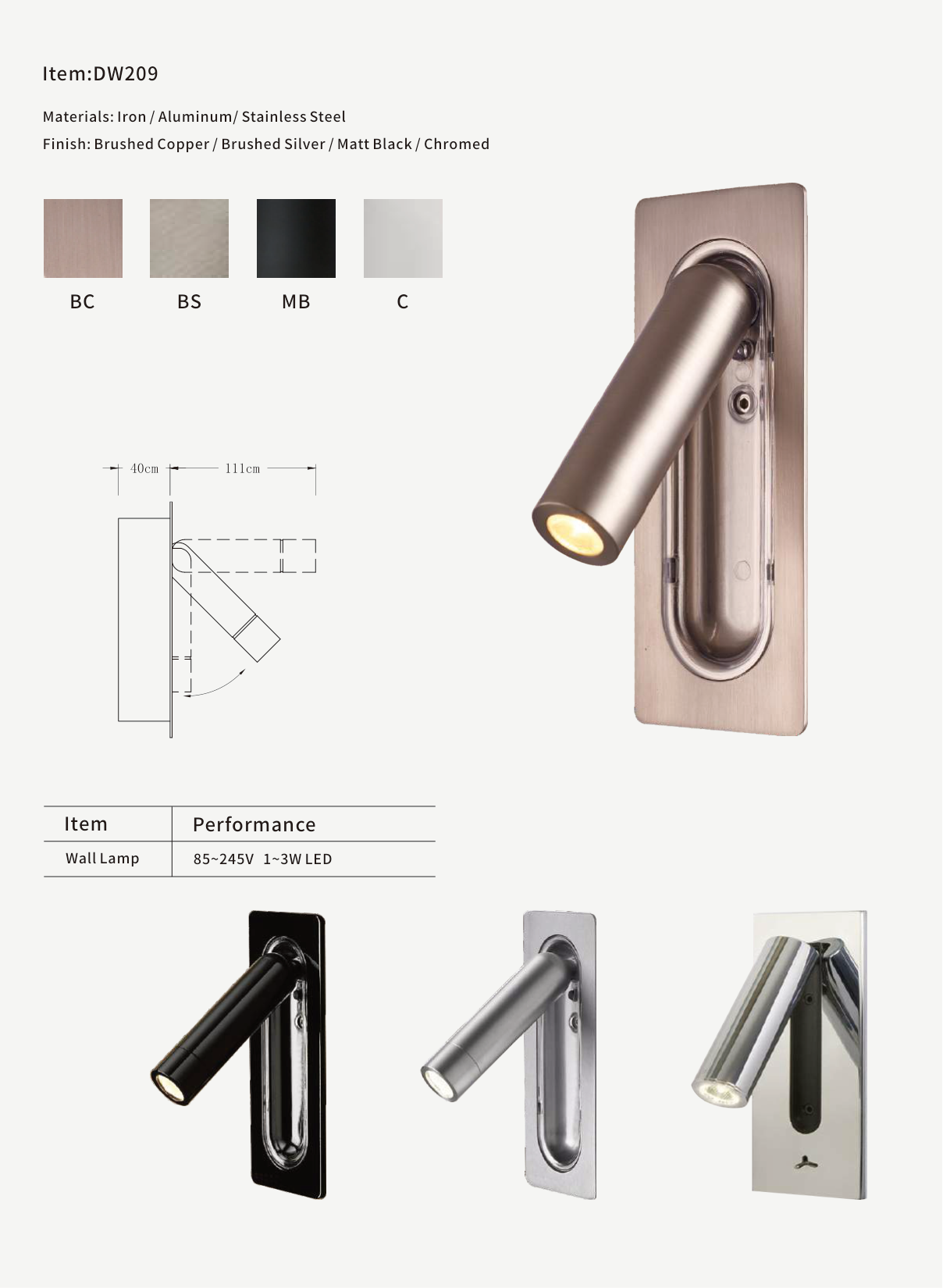 Adjustable Reading Wall Lamp
