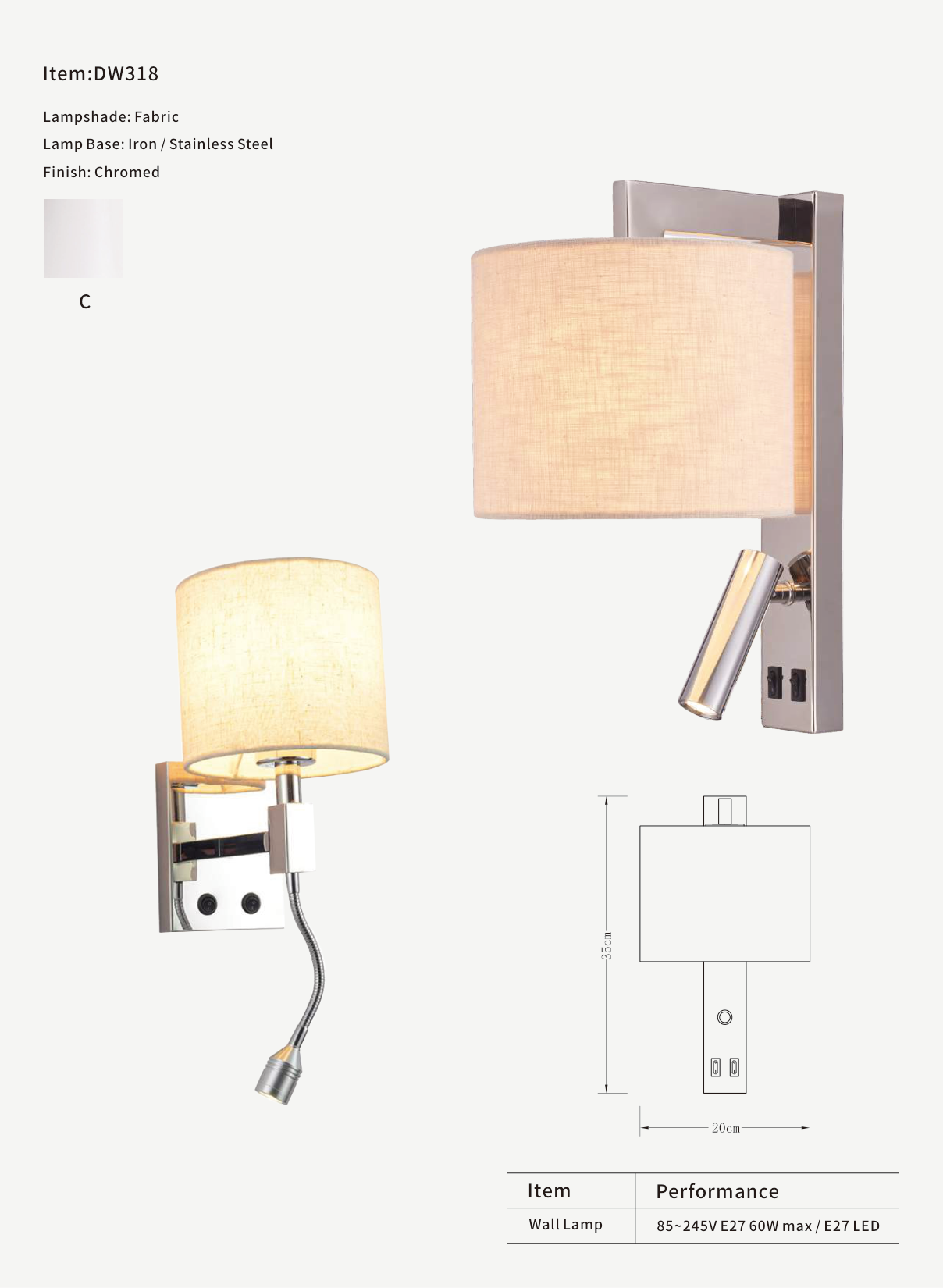 Dual-Function Bedside Wall Lamp